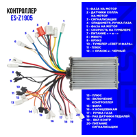 Контроллер 60V (48V+) для электровелосипедов (20D) (колхозник)